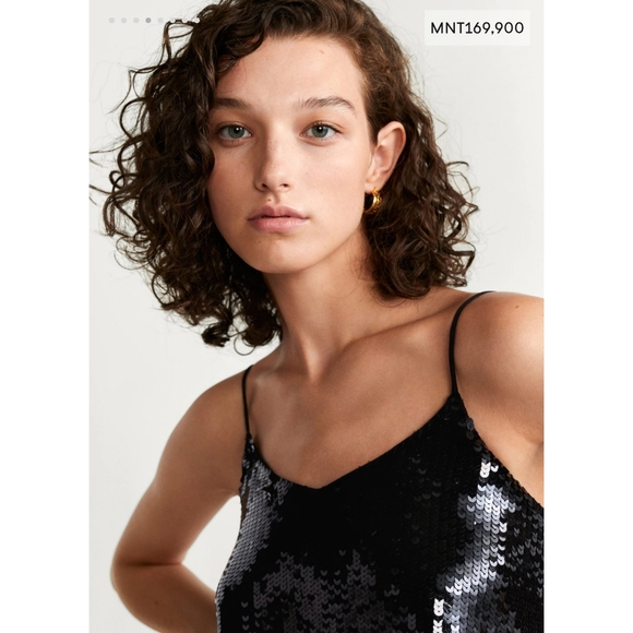 NWT Mango Sequined Nera Strap Top in Black - Picture 5 of 14